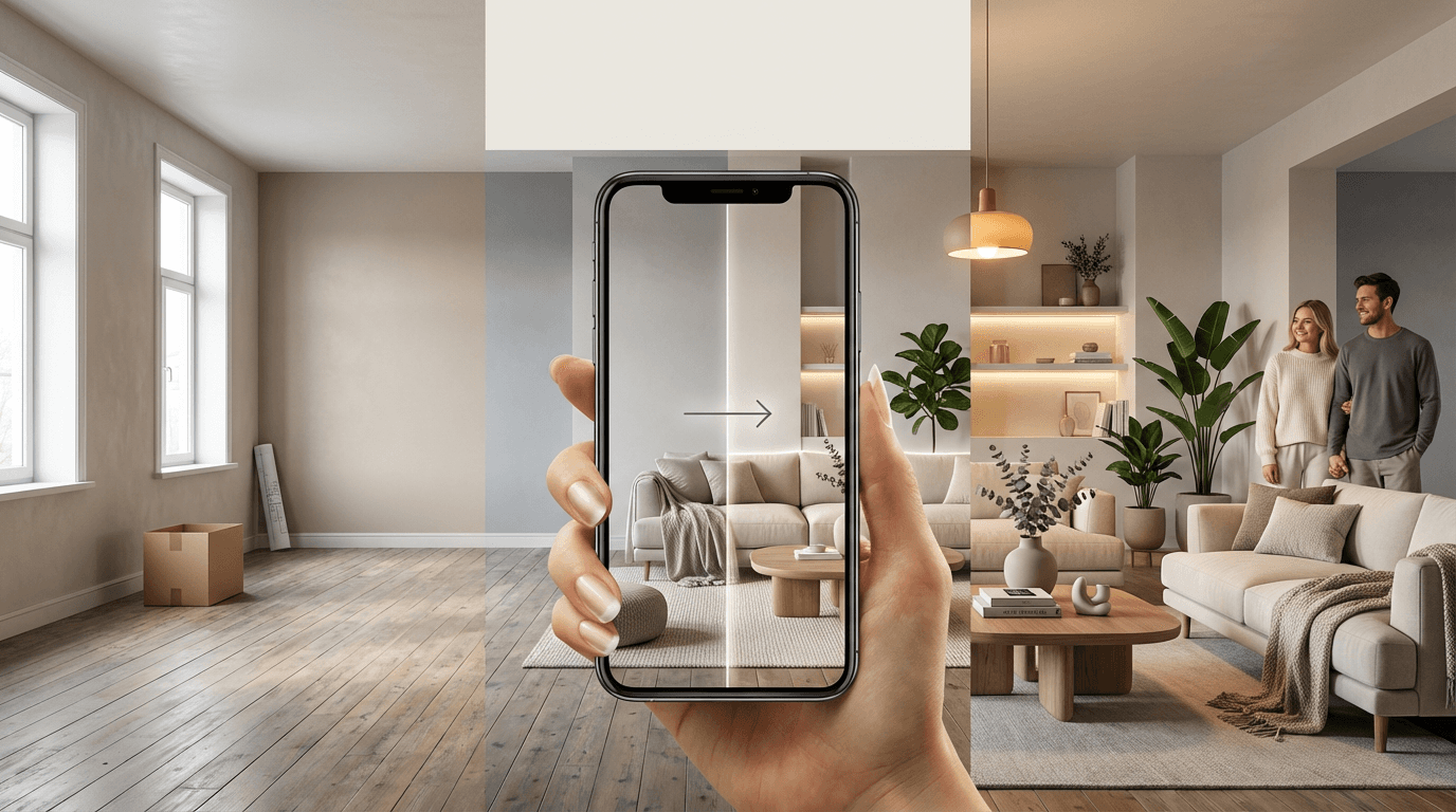 AI визуализация мебели в интерьере — до и после